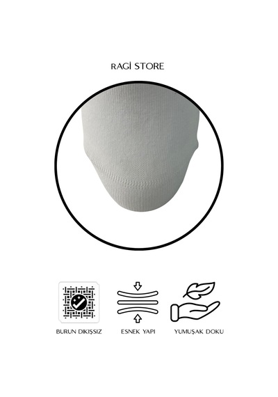 Ragi Store 5'li Dikişsiz Düz Penye Beyaz Kadın Patik Çorap Beyaz