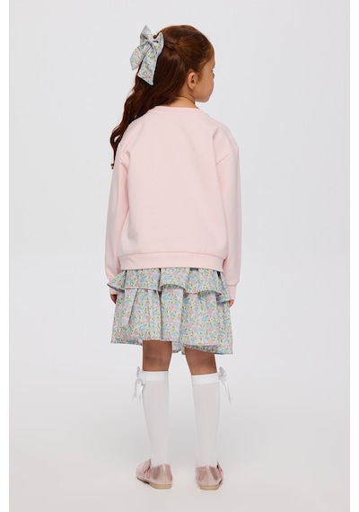 Made With Liberty Fabric Liberty Kumaş Kız Çocuk Sweatshirt Pembe