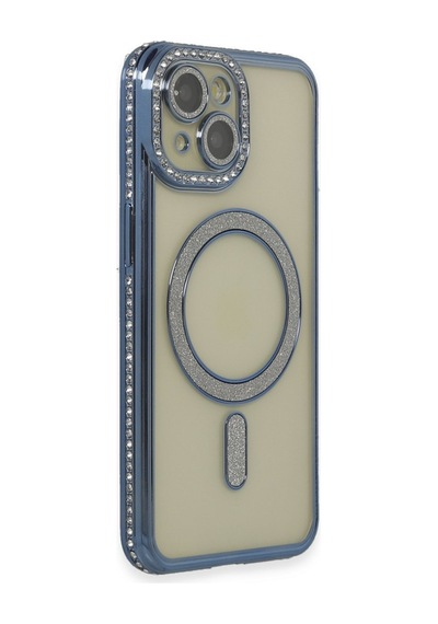 Apple iPhone Uyumlu 15 Kılıf Joke Simli Magneticsafe Kılıf - Lacivert Bz8683140644031