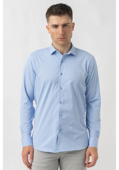 White Stone Aarberg G2424 Regular Fit Pamuklu Likralı Gömlek Mavi-mavi Mavi