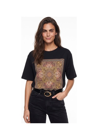 Onloox Kadın Siyah Siyah Pamuklu Bisiklet Yaka Kısa Kollu Oversize Etnik Baskılı Boncuk İşlemeli Nakışlı T-shirt Onloox Kadın Siyah Siyah Pamuklu Bisiklet Yaka Kısa Kollu Oversize Etnik Baskılı Boncuk İşlemeli Nakışlı T-shirt