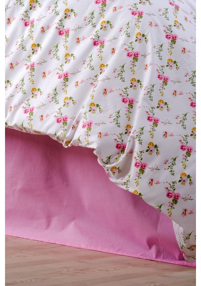 Aytunç Çiçek %100 Pamuklu Tek Kişilik Nevresim Takımı 160x220 Cm Beyaz