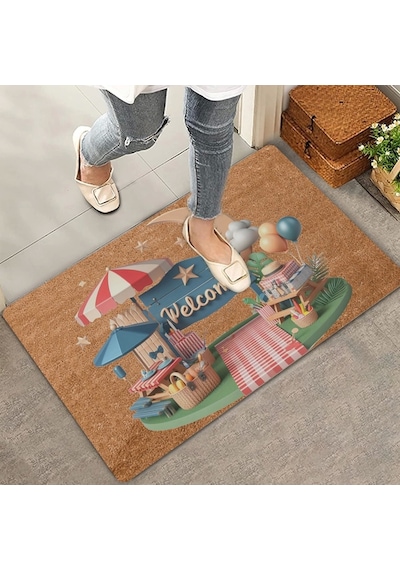 Valerine Life Ay Ve Piknik Temalı Welcome Kapı Önü Paspası 45x70cm