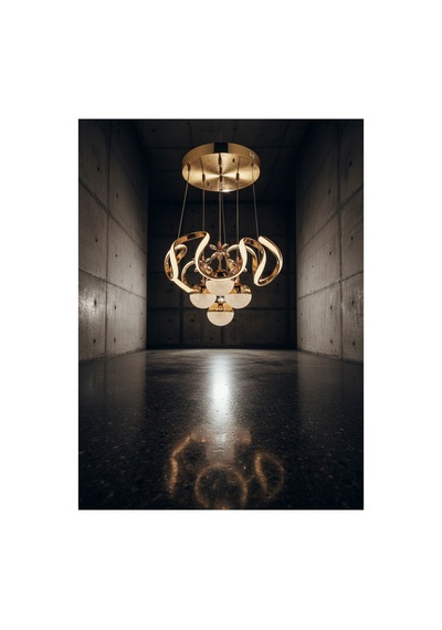 Luna Gold Kristal Çiçek Detaylı 4 Lü Modern Sarkıt Avize Salon Ve Yemek Odası Altın Altın
