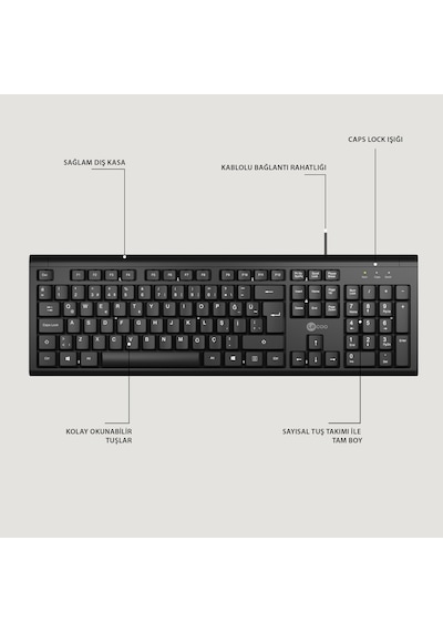 Lecoo CM101 USB Kablolu Türkçe Q Klavye & Mouse Set