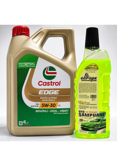 Castrol Edge 5W-30 Motor Yağı 4 L + Oto Şampuan 1000 ML