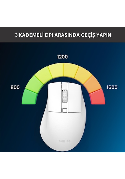 Philips SPK7528 Kablosuz Bluetooth 1600DPI 5 Tuşlu Sessiz Optik Mouse