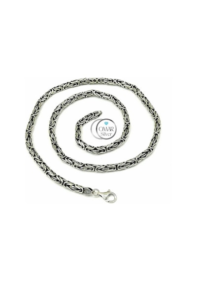 Omar Silver Zincir 925 Ayar 4 Mm Gümüş Erkek Oval Kral Kolye