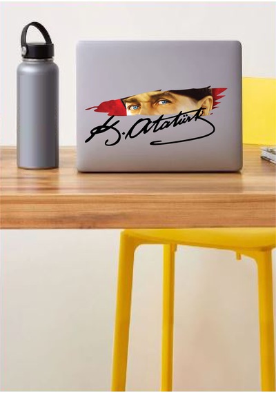 Atatürk Gözleri Ve Atatürk İmza Sticker - Araba Oto Motosiklet Karavan Cam Sticker - 01575 20x8 Cm
