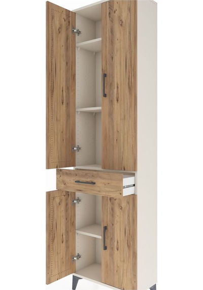 Arges Dolap 4 Raflı Tek Çekmeceli 4 Kapaklı 60x30x221 Aytaşı-çam Aytaşı