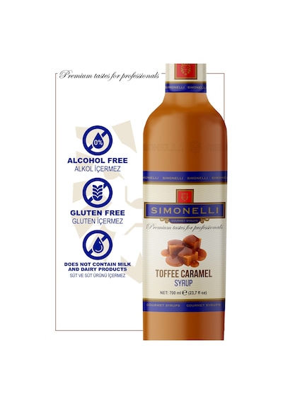 Simonelli Kahve Şurubu Toffee Karamel Aromalı 700 ML + Pompa Simonelli