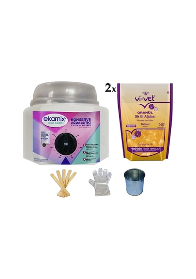 Ekamix Konserve Ağda Makinesi + Vivet Naturel Granül Ağda 2'li + Cezve