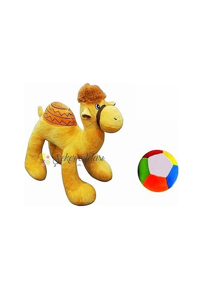 Peluş Deve 28 Cm Ve Peluş Top - 2 Ürün 1 Arada Oyuncak Renkli