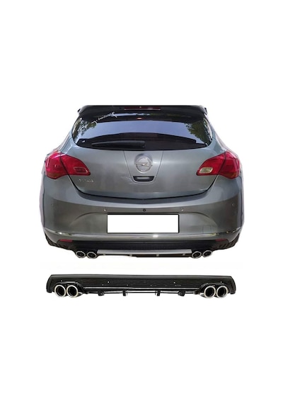 Opel Astra J Uyumlu Hb Siyah Difüzör Çiftli Yuvarlak Egzoz Görünümlü D Tip Difizör
