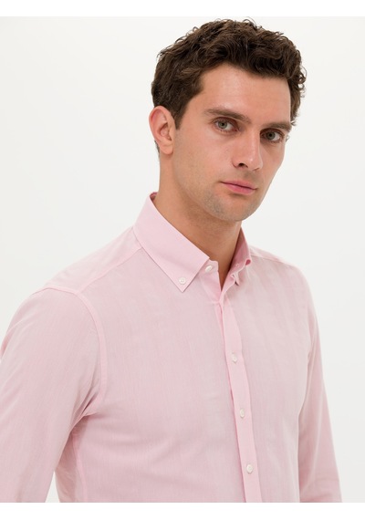 Cacharel Pembe Slim Fit Uzun Kollu Gömlek