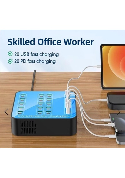40 Portlu 400w Hızlı Şarj İstasyonu 20x Usb + 20x Type-c Pd Çıkışlı Şarj Cihazı
