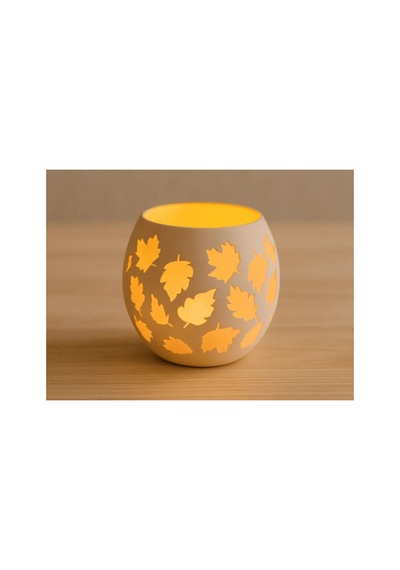 Alvera Decor Yaprak Desenli Tealight Mumluk Sonbahar Yaprakları Kabartmalı Dekoratif Şamdan Masa Karışık