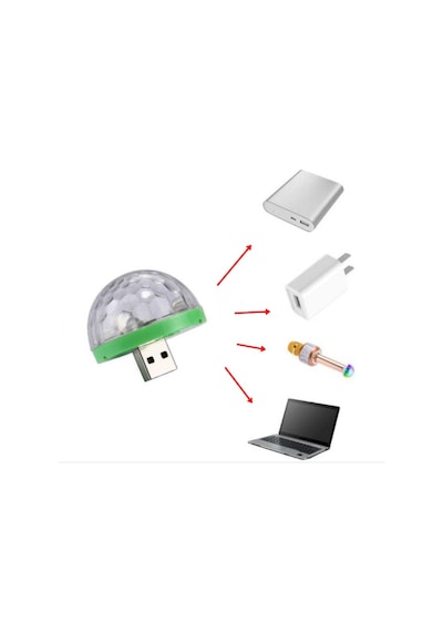 Sese Duyarlı Mini Sihirli Disko Topu 4W LED Usb Andoid Mikrofon U