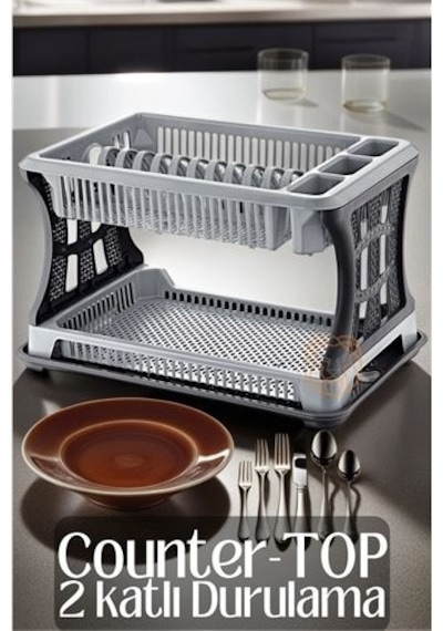 Counter-top 2 Katlı Bulaşıklık Gri 719338