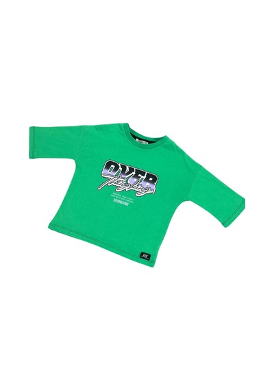 New Kids Baskılı %100 Pamuk Kız Çocuk Tişört-90493 Yeşil