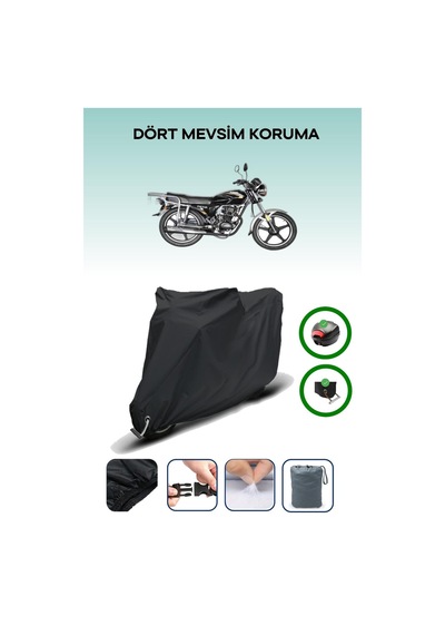Siyah Arka Çanta Ve Kilit Uyumlu Kral Motor Kr-100-2a Uyumlu Motor Brandası