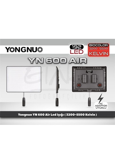 Yongnuo YN600-Air Ultra Ince Bi-Color Led Işık 3200 5500K