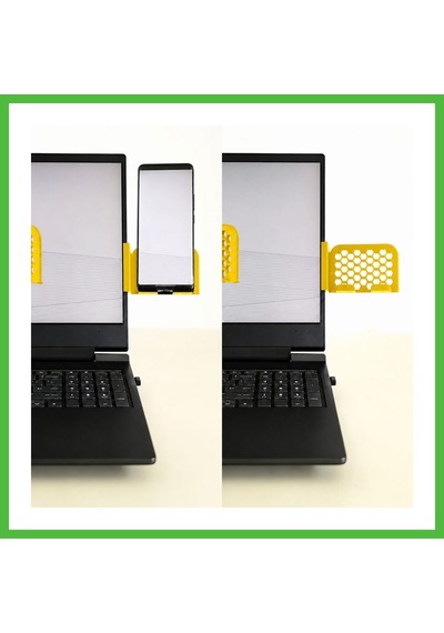 Vaveni 3d Baskı Monitor Telefon Tutucu - Petek Desenli Laptop Kenar Telefon Tutucu-sarı Arz
