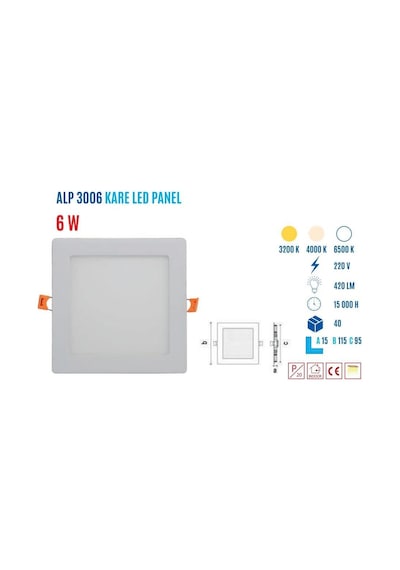 Ycl Alp-3006 Led Panel 6 Watt Slim Kare Beyaz