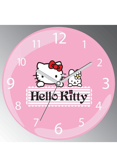 Hello Kitty Bombeli Gerçek Cam Sessiz Duvar Saati Çok Renkli