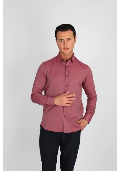 Lorenzo Mazzoli Oxf C 707 Bordo Erkek Gömlek Bordo