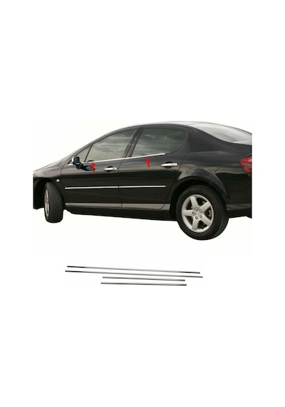 Peugeot 407 Krom Cam Çıtası Takımı 4 Parça Paslanmaz Çelik N11.4191