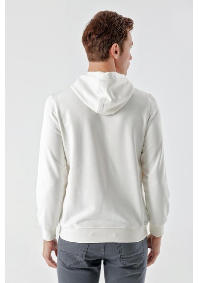 Slimfit Kapşonlu Önü Baskılı 2 İplik Erkek Sweatshirt 001