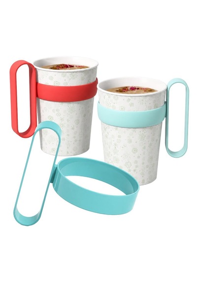 Ergonomik Kulplu Plastik Ve Karton Bardak Tutucu Aparat 5 Adet Açık Mavi