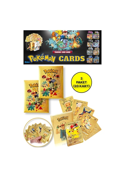 Pokemon Oyun Kartı Tcg Gold Booster Pack - 2 Paket 20 Kart
