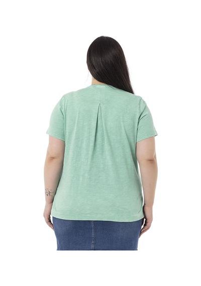 Disentis Büyük Beden Parça Boyalı Bisiklet Yaka Kavisli Yırtmaçlı Yeşil T-shirt-yeşil Yeşil