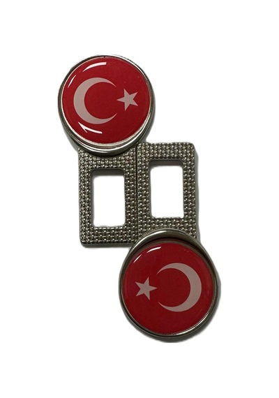 Türk Bayraklı Logolu Ikaz Ses Susturucu Metal Toka 2 Adet