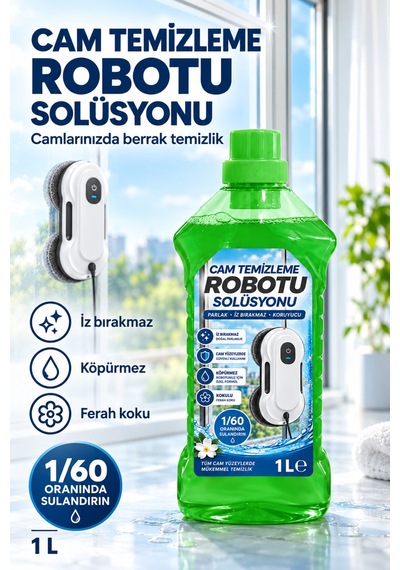 1 Adet Newmix Cam Temizleme Robotu Solüsyonu 1 Litre