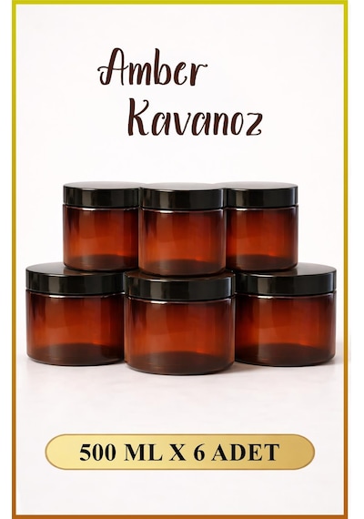 Amber Kavanoz 500 Ml - 6 Adet, Çok Amaçlı Saklama Kabı Mutfak & Banyo