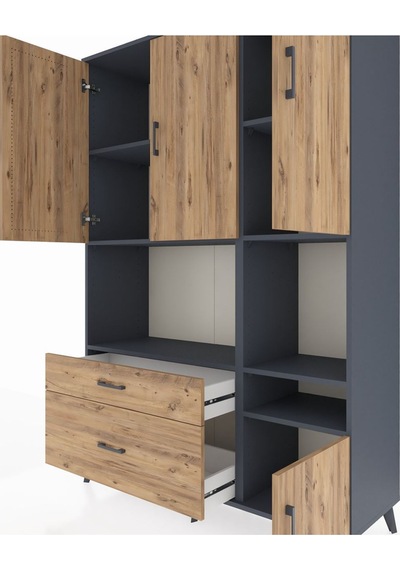 Hyperion Dolap 7 Raflı 2 Çekmeceli 4 Kapaklı 132x44x195 Antrasit-çam/çam Atlas Çam/atlas Çam Hyperion Dolap 7 Raflı 2 Çekmeceli 4 Kapaklı 132x44x195 Antrasit-çam/çam Atlas Çam/atlas Çam