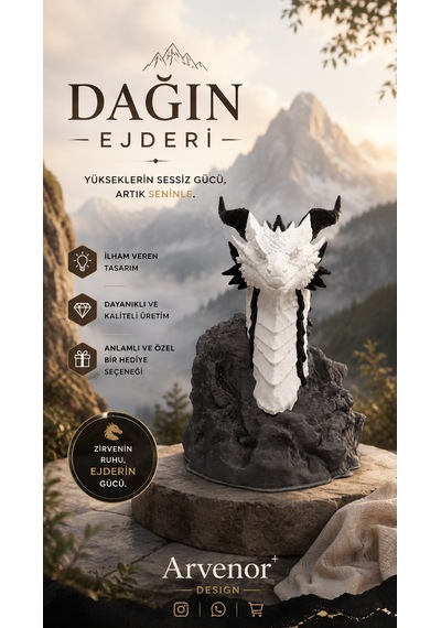 Dağın Ejderi 15cm Dekoratif Biblo 3d Baskı
