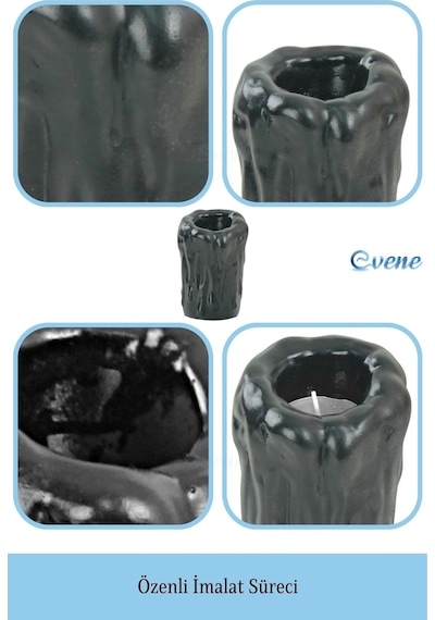 Mumluk Şamdan Tealight Mum Uyumlu Büyük Erimiş Mum Model - Siyah