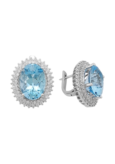 Sirius Pırlanta Ve Oval Mavi Topaz Taşlı Küpe  0801E0048