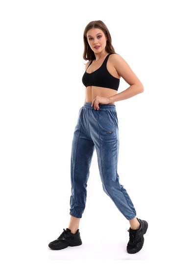 Winmoda34 Kadife Eşofman Jogger İndigo