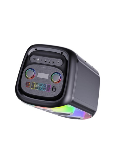 Bts-2370 75w Çift 10 İnç Rbg Işıklı Kablosuz Mikrofonlu Taşinabilir Bluetooth Karaoke Parti Hopörlörü