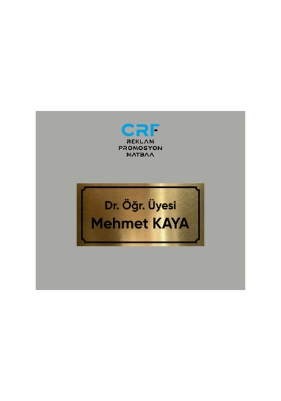 Gold Kişiye Özel Aluminyum Kapı İsimliği Unvan İsim Soyisim Yazılı Arkası Yapışkanlı 10x20 Cm