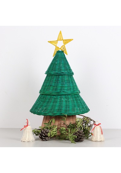 Yılbaşı Dekoru Beyaz Kurdelalı Rattan Çan 10x7 Cm