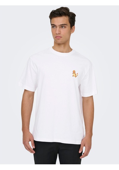 Only & Sons Pokemon Life Erkek Beyaz Tişört 22037659-bwr