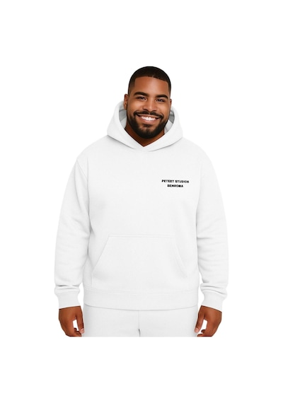 Benroma Peteet Studıos Baskılı Büyük Beden Unisex Sweatshırt Beyaz