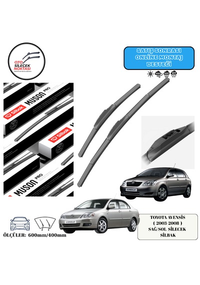 Toyota Corolla E120 2002-2008 Araca Özel Ön Sağ-sol Silecek Silbak 600mm/400mm