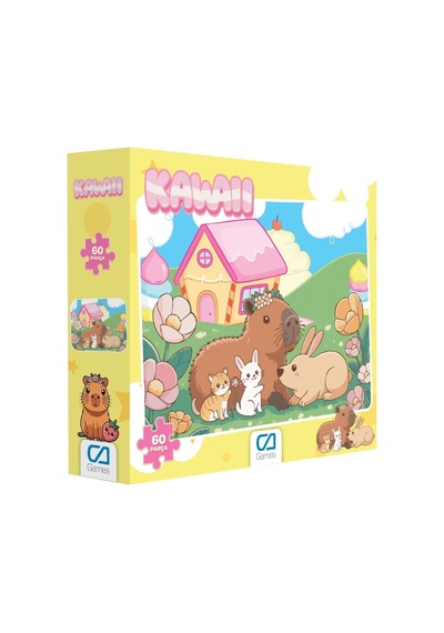 Kawaii Capybara Ve Sevimli Dostları Desenli 60 Parça 34x24cm Çocuk Puzzle Yapboz Serisi